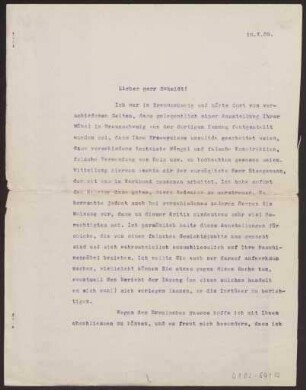 Schreiben an Karl Schmidt (Brief)