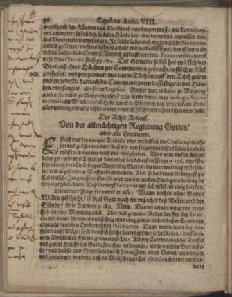 Der Achte Articul. Von der allmächtigen Regierung Gottes, uber alle Creaturen.