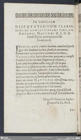 In Libellum Disputationum Clarissimi Et Consultissimi Viri, ...