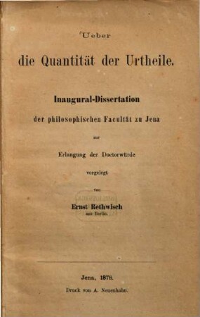 Über die Quantität der Urtheile