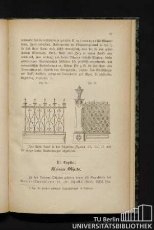 III. Capitel. Kleinere Objecte.