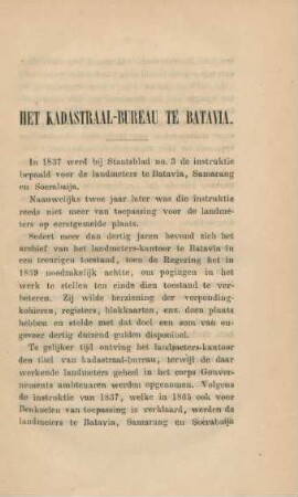 Het Kadastraal-Bureau te Batavia
