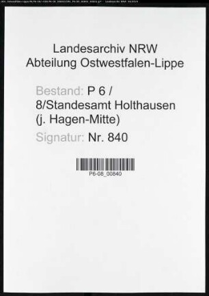 Sterberegister Standesamt Hagen-Holthausen