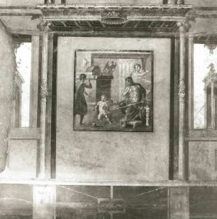 Pompeji. Haus der Vettier, Pentheus-Zimmer. Herakles erwürgt die Schlangen der Hera