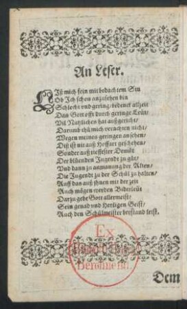 An Leser.