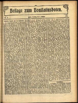Zweite Ausgabe vom Sonntag, den 08. Oktober 1911.