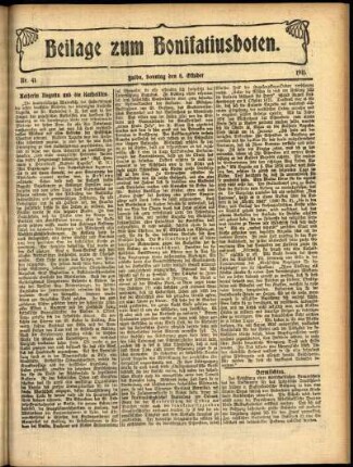 Zweite Ausgabe vom Sonntag, den 08. Oktober 1911.