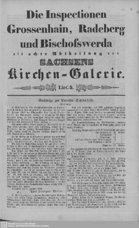 Nachträge zur Parochie Schönfeld (Schluß), Ottendorf, Ponickau : 5. Lieferung