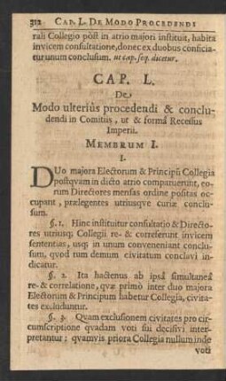 Cap. L. De Modo ulterius procedendi & concludendi in Comitiis, ut & forma Recessus Imperii.