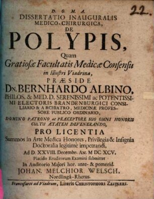 Diss. inaug. med. chir. de polypis