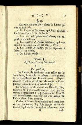 Article 5. A) Des Lettres de Sentiment.