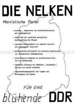 Flugblatt der Marxistischen Partei "Die Nelken"