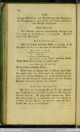 Einige Beispiele zur Auflösung von Aufgaben, die Gleichungen, mit einer einfachen unbekannten Größe enthalten