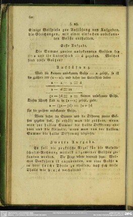 Einige Beispiele zur Auflösung von Aufgaben, die Gleichungen, mit einer einfachen unbekannten Größe enthalten