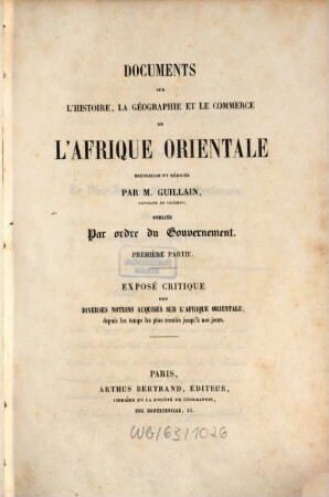 Documents sur l'histoire, la géographie et le commerce de l'Afrique orientale, 1