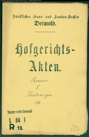 Ramus, Assessor gegen Jungfr. Marie Margarete Elisabeth Thulemeyer in Horn - Schuldforderung