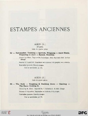 Estampes anciennes (Nr. 52-264)