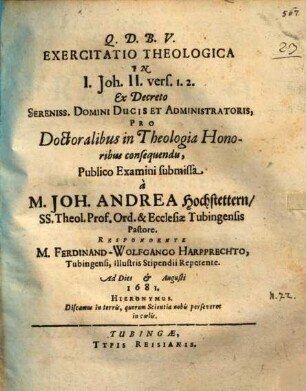 Exercitatio theologica in 1 Joh. II, 1. 2.