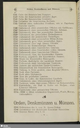 Orden, Denkmünzen u. Münzen