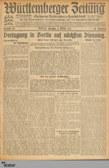 Württemberger Zeitung : das nationalsozialistische Morgenblatt in Stuttgart : WLZ, Württembergische Landeszeitung