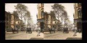 Belebte straße am Hotel Shepheard, Kairo