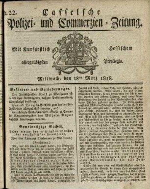 Nr. 22, Mittwoch, den 18ten Maerz 1818