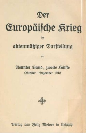 Bd. 9, Hälfte 2: Oktober - Dezember 1918