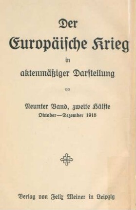 Bd. 9, Hälfte 2: Oktober - Dezember 1918