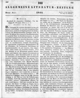 Albers, J. F. H.: Handbuch der allgemeinen Pathologie. T. 1. Bonn: König 1843 (Beschluss von Nr. 162)