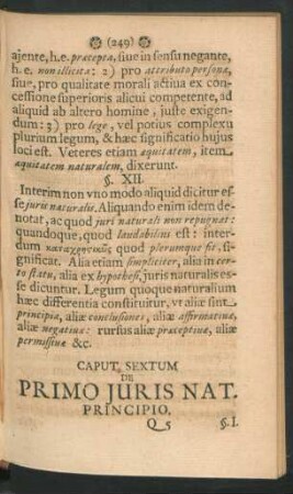Caput Sextum. De Primo Iuris Nat. Principio.