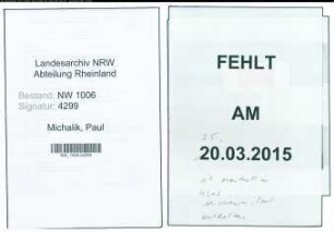 Entnazifizierung Paul Michalik , geb. 27.05.1898 (Polizeibeamter)