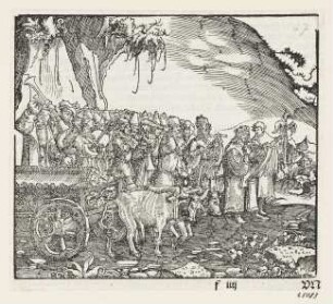 Bundeslade wird nach Jerusalem gebracht, aus: Martin Luther, "Biblia: Das ist: Die gantze heilige Schrifft: Deudsch", Wittenberg 1561, S. 171 recto