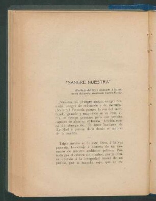 "Sangre nuestra" : (Prólogo del libro dedicado á la memoria del poeta asesinado Carlos Ortíz).
