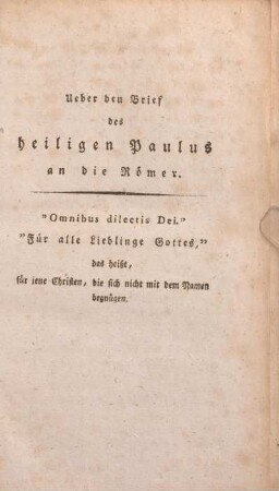 Ueber den Brief des heiligen Paulus an die Römer.