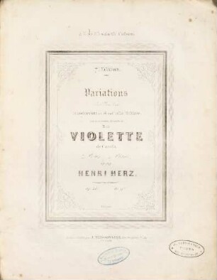 Variations brillantes, introduction et finale alla militare sur la cavatine favorite de la Violette de Carafa : pour piano ; op. 48