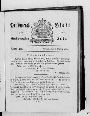 Num. 40, Ausgabe vom 6. Oktober 1819