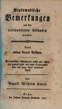 Der nordischen Miscellaneen ... Stück. 27/28, 27/28. 1791