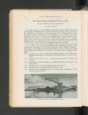Die Fried.-Krupp-Germania-Werft in Kiel. Ein kleiner Nekrolog für eine grpße Werft.