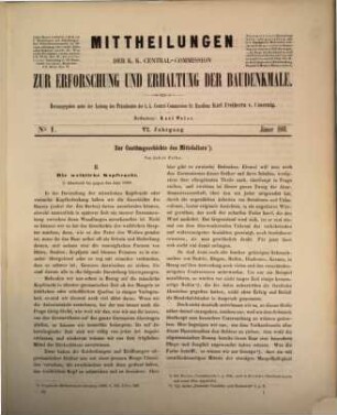 Mittheilungen der K.K. Central-Commission zur Erforschung und Erhaltung der Baudenkmale. 6. 1861