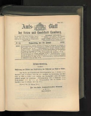 No. 14, 20. Januar 1916