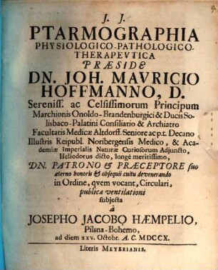Ptarmographia physiologico-pathologico-therapeutica