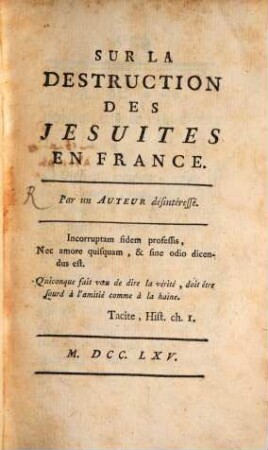 Destruction sur la des Jesuites en France