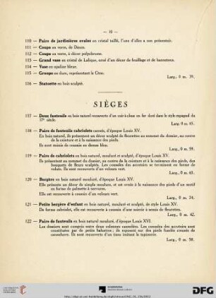 Sièges (Nr. 117-125)