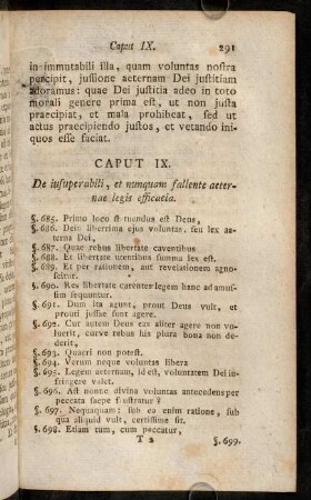 291-305, Caput IX. De insuperabili, et nunquam fallente aeternae legis efficacia.
