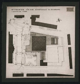 Stadthalle, Duisburg Wettbewerb: Lageplan 1:500