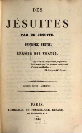 Des Jésuites par un Jesuite, 1