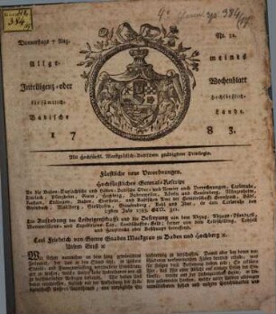 Allgemeines Intelligenz- oder Wochenblatt für sämtlich-hochfürstlich-badische Lande. 1783,32. 7. Aug.