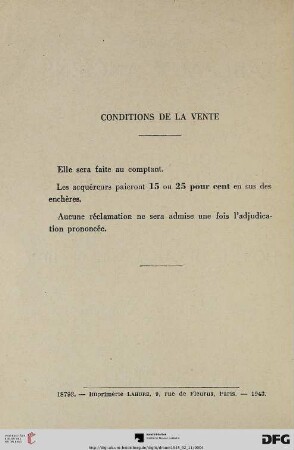 Conditions de la vente