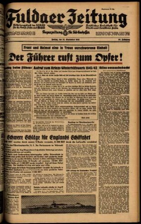Ausgabe vom Freitag, den 12. September 1941.