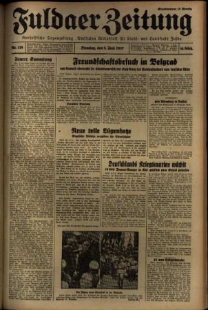 Erste Ausgabe vom Dienstag, den 08. Juni 1937.